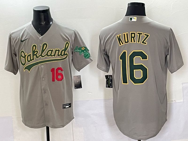 Men Oakland Athletics #16 Kurtz Grey Nike 2025 MLB Jersey 01